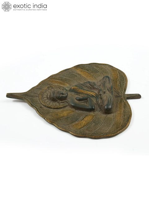 8" Gautama Buddha on Paan Leaf | Brass Wall Hanging Idol