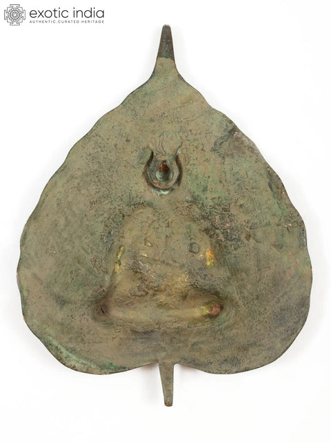 8" Gautama Buddha on Paan Leaf | Brass Wall Hanging Idol