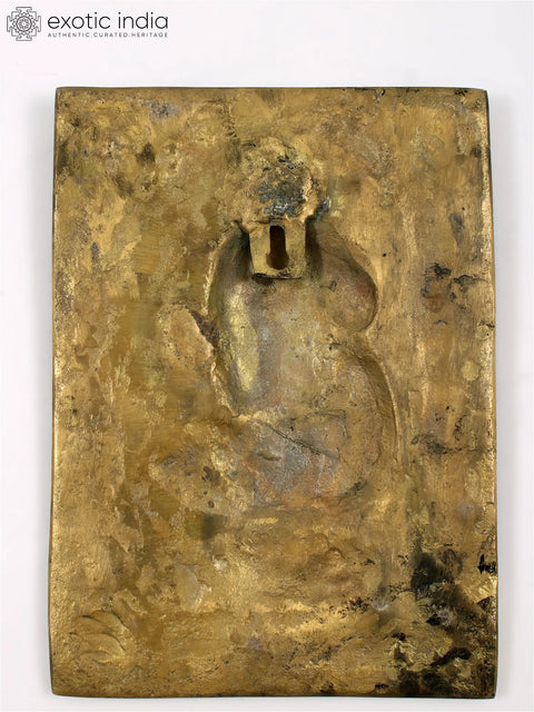 11" Brass Stylized Wall Hanging Ganesha Idol on Mushak Sawari
