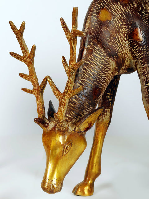 28" Pair of Beautiful Deer Figurines in Brass