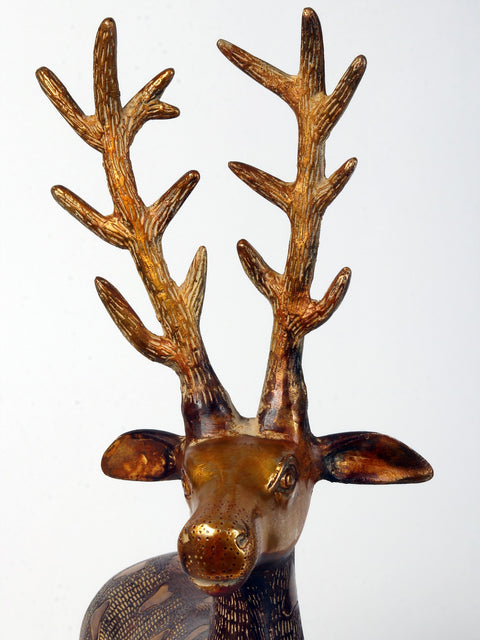28" Pair of Beautiful Deer Figurines in Brass