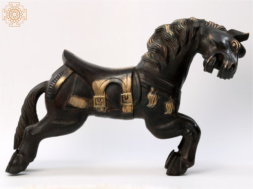 34" Large Running Horse Brass Statue for Home Decor