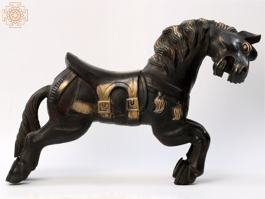 34" Large Running Horse Brass Statue for Home Decor