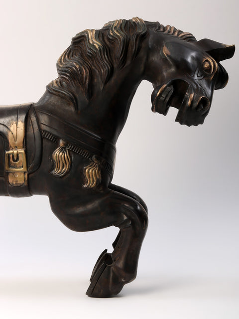 34" Large Running Horse Figurine in Brass