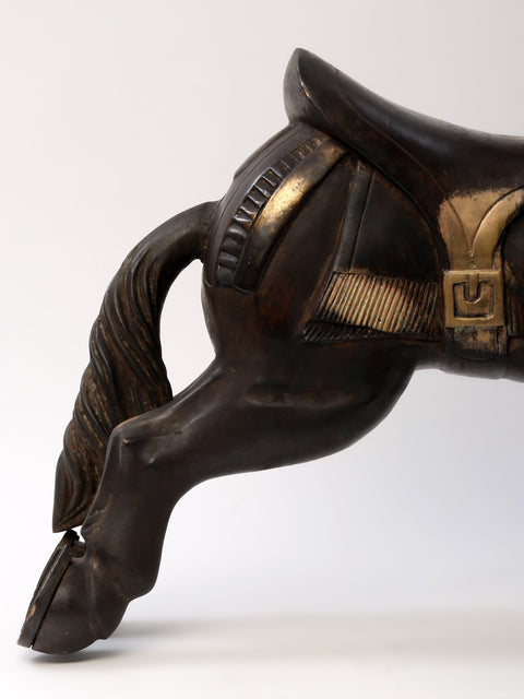 34" Large Running Horse Figurine in Brass
