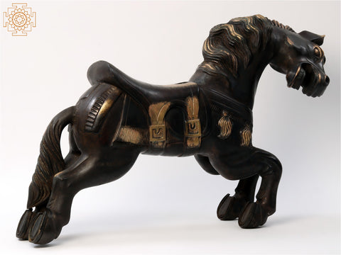 34" Large Running Horse Figurine in Brass
