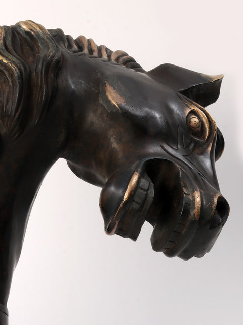 34" Large Running Horse Figurine in Brass