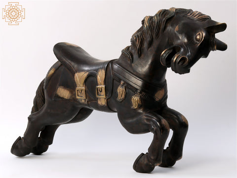 34" Large Running Horse Figurine in Brass