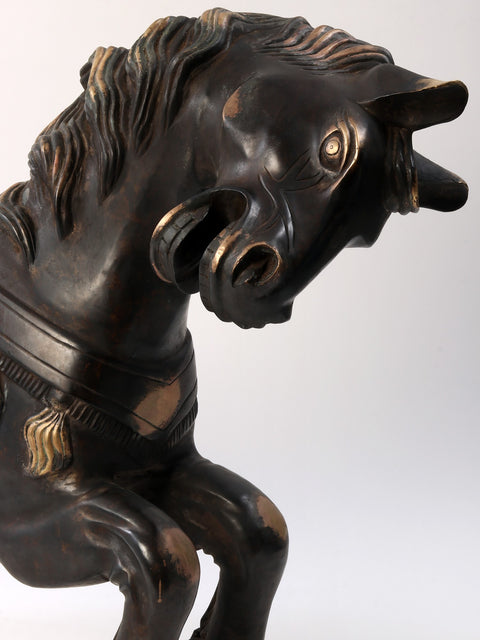 34" Large Running Horse Figurine in Brass