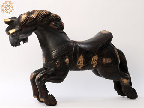 34" Large Running Horse Figurine in Brass