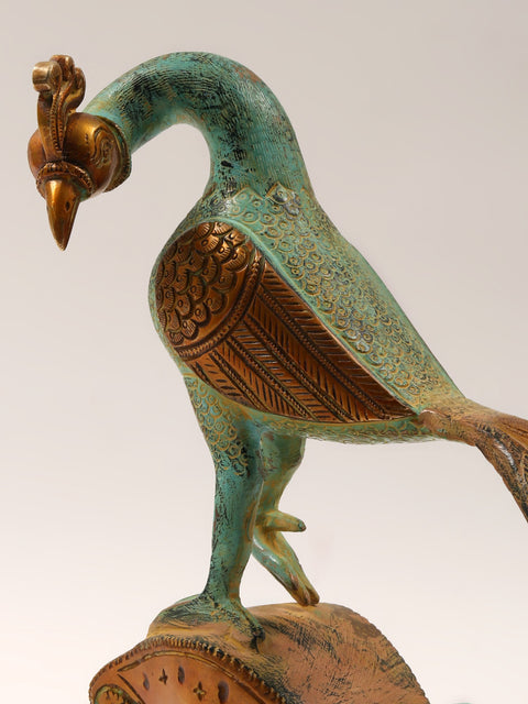 10" Brass Decorative Peacock Statue