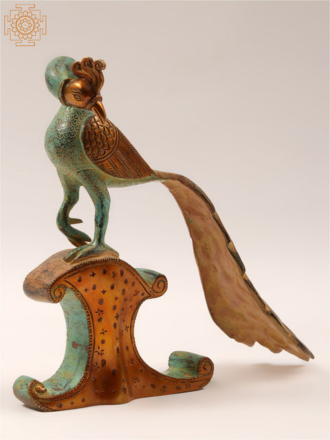 10" Brass Decorative Peacock Statue