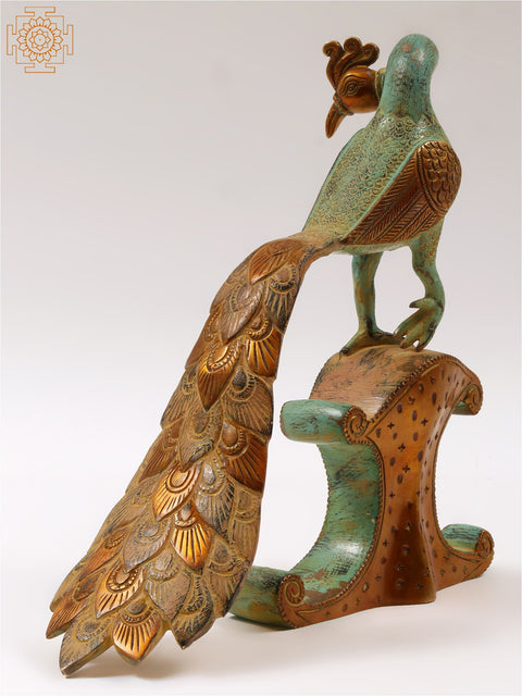 10" Brass Decorative Peacock Statue