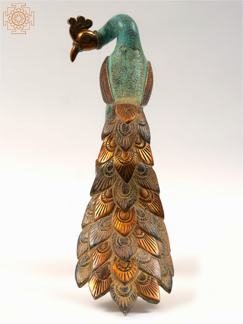 10" Brass Decorative Peacock Statue
