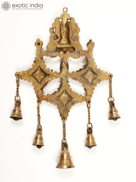 15" Brass Lord Ganesha Wall Hanging with Bells