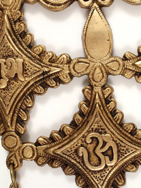 15" Brass Lord Ganesha Wall Hanging with Bells