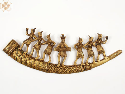 19" Brass Tribal Folk Dancers Wall Hanging