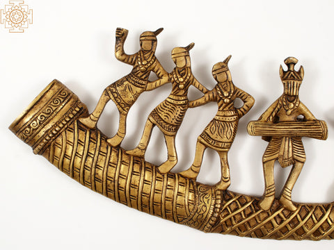 19" Brass Tribal Folk Dancers Wall Hanging