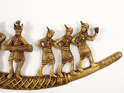 19" Brass Tribal Folk Dancers Wall Hanging