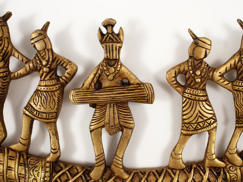 19" Brass Tribal Folk Dancers Wall Hanging