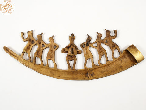 19" Brass Tribal Folk Dancers Wall Hanging