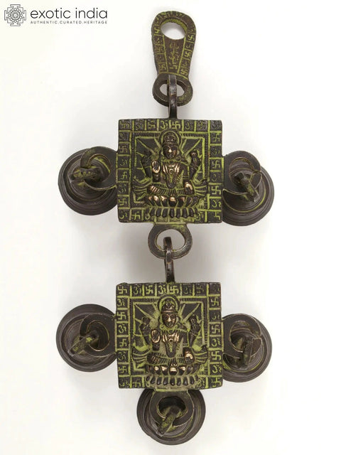 9" Wall Hanging Goddess Lakshmi Bell in Brass | Wall Decor