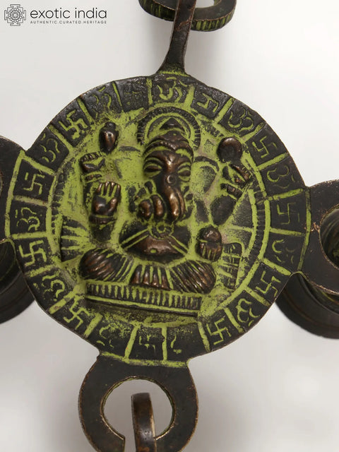 10" Brass Wall Hanging Lord Ganesha Bells | Wall Decor Item