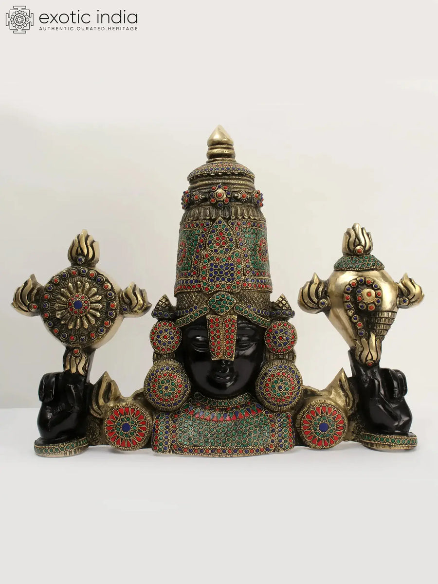 19" Venkateswara Balaji Brass Wall Hanging with Inlay Work