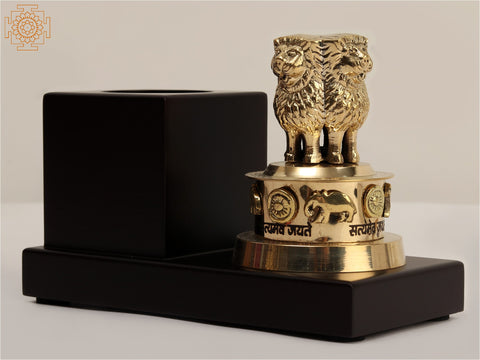 5" Small Ashok Stambh with Wooden Pen Stand