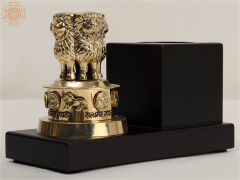 5" Small Ashok Stambh with Wooden Pen Stand