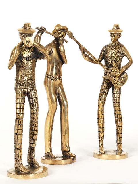 11" Set of Five Musicians Brass Statue with Various Instruments