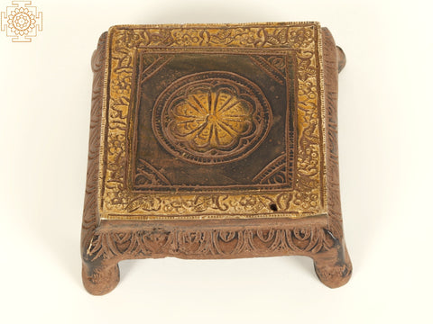 3" Small Square Shape Brass Chowki