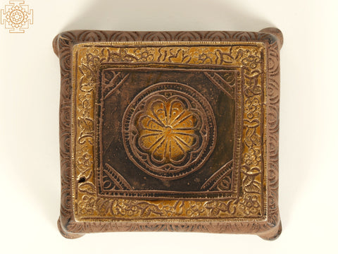 3" Small Square Shape Brass Chowki