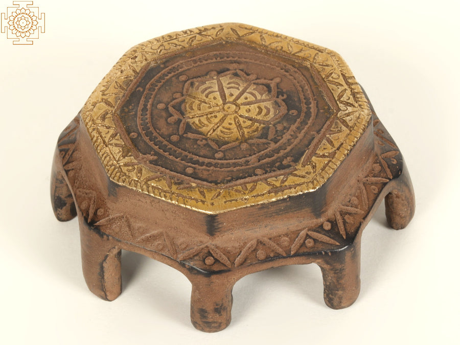 3" Small Designer Brass Chowki Idol for Pooja