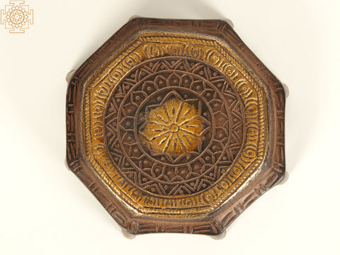 5" Small Designer Round Pedestal (Chowki) in Brass