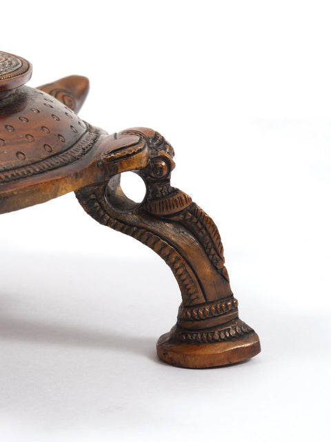 7" Brass Tortoise Design Pedestal (Chowki)