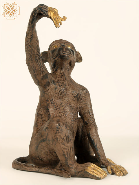 13" Brass Monkey Idol with Crab