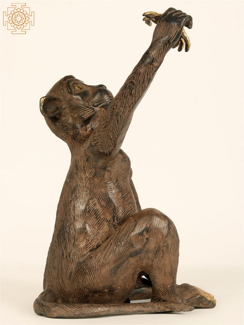 13" Brass Monkey Idol with Crab