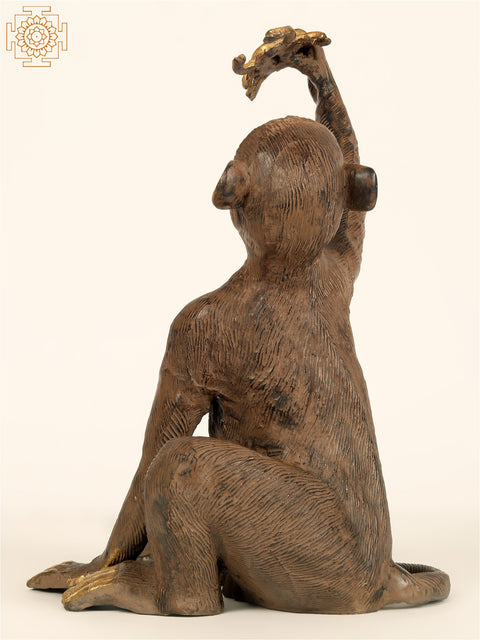 13" Brass Monkey Idol with Crab
