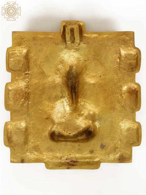 8" Chaturbhuja Ganesha Vastu Plate in Brass | Wall Hanging