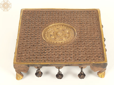 8" Designer Square Chowki in Brass
