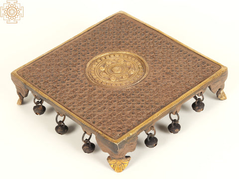 8" Designer Square Chowki in Brass