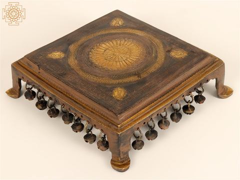 8" Designer Pedestal with Dangling Ghungroos in Brass
