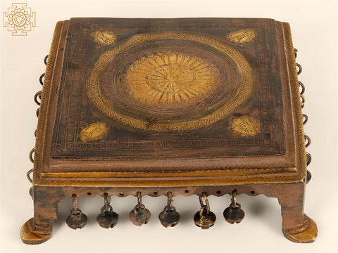 8" Designer Pedestal with Dangling Ghungroos in Brass