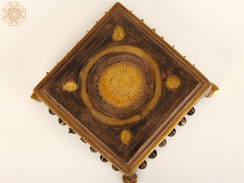 8" Designer Pedestal with Dangling Ghungroos in Brass