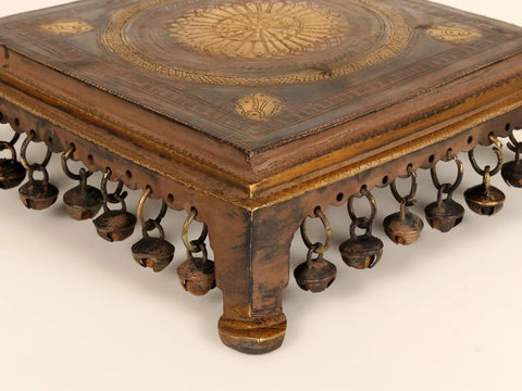 8" Designer Pedestal with Dangling Ghungroos in Brass