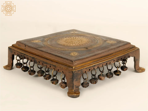 8" Designer Pedestal with Dangling Ghungroos in Brass