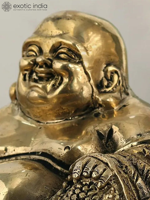 6" Laughing Buddha Idol | Tibetan Buddhist In Brass