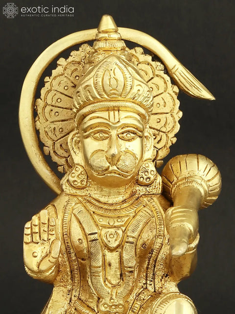 6" Lord Hanuman Blessing Figurine in Brass