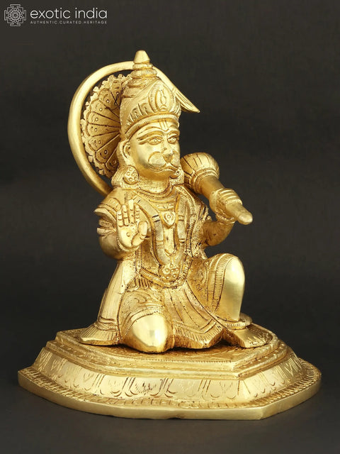 6" Lord Hanuman Blessing Figurine in Brass